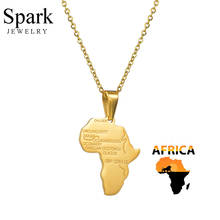 Spark-colgante de acero inoxidable con mapa de África para mujer y hombre, Collar personalizado con nombre y fecha, colgante, regalo 2024 - compra barato