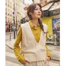 INMAN Autumn Winter Vintage Sleeveless Knitted Ribbed Lady Girl Pullover Korean Fashion Style Women‘s Sweater Short Knit Vest 2024 - купить недорого