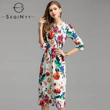 SEQINYY-vestido de estilo Sicily para mujer, vestido ajustado de media manga con estampado Vintage de flores, primavera y verano, 2020 2024 - compra barato