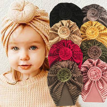 Gorro de terciopelo para bebé, turbante anudado de Color sólido, suave, para niños y niñas 2024 - compra barato