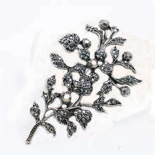 Black Rhinestone Brooch Flower Rose Leaves Bow Symbol Brooches Elegant Breastpin New Wedding Glass Beads Crystal For Women Girls 2024 - buy cheap