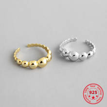 S925 prata esterlina anéis finos simples geométrico frisado brilhante ouro-banhado a abertura ajustável anéis feminino retro jóias 2024 - compre barato