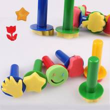 Conjunto de brinquedos diy para jardim de infância, 6 peças, pincéis, grafites, desenho, brinquedos, esponja de plástico, selos para crianças 2024 - compre barato