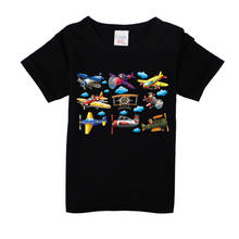 Camiseta de manga corta de algodón para bebé, niño y niña, ropa de verano con estampado de avión, coche rojo 2024 - compra barato