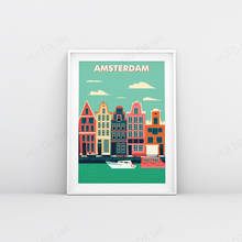 Póster de Arte de pared de mediados de siglo, póster vintage de viaje, ciudad, skyline, art deco 2024 - compra barato