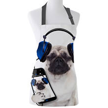 Kitchen Apron Headphones Listening To Music Bulldog Pets Adjustable Sleeveless Canvas Aprons Men Women Kids Home Cleaning Tools 2024 - buy cheap