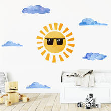 Adesivos de sol para parede, óculos de sol, adesivos para crianças, quarto, decoração de parede, vinil, pvc, decoração de casa, murais, adesivos de desenhos animados 2024 - compre barato