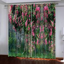 Custom any size photo pink rose curtains Window Blackout Luxury 3D Curtains set For Bed room Living room Office Hotel 2024 - buy cheap