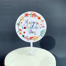 Decoração de bolo colorida, decoração de bolo de acrílico com flores coloridas para o dia dos namorados, casamento, festa de aniversário 2024 - compre barato