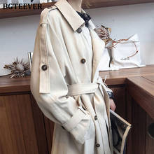BGTEEVER, стильный двубортный Тренч, пальто для женщин, пояс, тонкая талия, ветровка, длинная, свободная, верхняя одежда для женщин 2024 - купить недорого