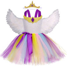 Vestido de princesa Celestia con tutú para niñas, ropa de fiesta de cumpleaños, Halloween, Carnaval, Cosplay, arcoíris, disfraz de poni 2024 - compra barato