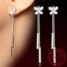 925 Sterling Silver Butterfly Long Tassel Drop Earrings For Women Poison Boucle d'oreille earrings S-E67 2024 - buy cheap