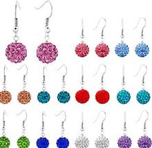 20pair/lot silver plated 10mm micro pave disco ball bead mix white multicolor  Beads drop  earrings women o67698 2024 - buy cheap