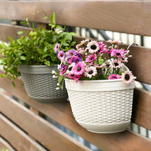 Vaso de flores de parede eco amigável, imitação de rattan, tecelagem, semi-circular, pote de flores para varanda e jardim, sem gancho s 2024 - compre barato