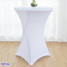 White Colour Wedding Table Cloth Cocktail Spandex Table Cover Lycra High Bar Table Linen Banquet Hotel Party Decoration 2024 - buy cheap