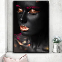 Póster de maquillaje negro para mujer, pintura en lienzo, carteles e imágenes, imágenes artísticas de pared para decoración de sala de estar, sin marco 2024 - compra barato