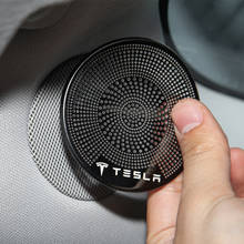 Porta do carro pilar alto-falante capa emblema de metal adesivo para tesla modelo 3 painel de áudio do carro protetor decoração estilo adesivos 2024 - compre barato