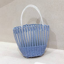 Bolso de mano tejido de paja para mujer, bolsa de hombro hecha a mano, con cesta de verduras tejida para la playa, Bohemia 2024 - compra barato