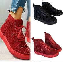 Zapatillas de deporte informales con remaches de diamantes de imitación para mujer, zapatos planos con cordones de talla grande para hombre y mujer 2024 - compra barato