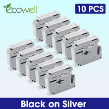 Ecowell 10Pcs MK931 MK-931 For Brother 12mm MK 931 M-K931 Black on Silver label tape for Brother P-Touch PT-70 PT-90 label Maker 2024 - buy cheap