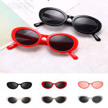 Óculos de sol gatinho rosa, óculos escuro feminino de plástico com armação oval lentes uv400 2024 - compre barato