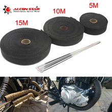 Alconstar- 5M/10M/15M Motorcycle Exhaust Thermal Tape Header Heat Wrap Manifold Insulation Roll Resistant with Stainless Ties 2024 - buy cheap