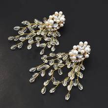 Luxury Statement Beaded Earrings for Women Leaf Flower Simulated Pearl Rhinestone Earring Bridal Wedding Party Acrylic Jewelry 2024 - buy cheap