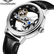 Guanqin relógios mecânicos automáticos masculinos, pulseira de couro, à prova d'água 2024 - compre barato