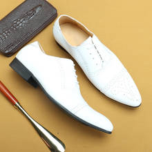 QYFCIOUFU белые мужские кожаные туфли, деловые Костюмные туфли, мужские брендовые черные свадебные туфли из натуральной кожи со шнуровкой 2024 - купить недорого