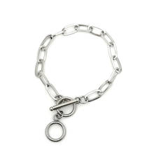 Pulseira punk de titânio com fivela, joia simples de titânio com fivela quadrada da moda, aço inoxidável 2024 - compre barato