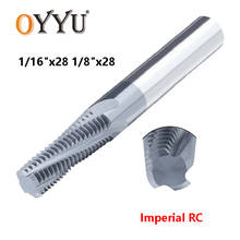 OYYU Inch RC Thread Milling Cutter Full Tooth Tungsten Steel Solid Carbide End mills Thread Cutting 1/16"x28 1/8"x28 Router Bit 2024 - buy cheap