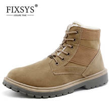 FIXSYS-Botines de invierno para hombre, botas de nieve de felpa con cordones, de vaquero, a la moda, de piel, cálidas para exteriores 2024 - compra barato