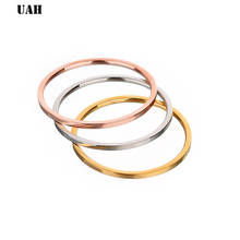 UAH Simple 1MM Thin Titanium Steel 3 Color Couple Ring Simple Fashion Rose Gold Silver Finger Ring For Women Wedding  Jewelry 2024 - buy cheap