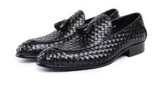 New Breathable  casual shoes for men fashion men Shoes Loafers Woven shoes slip on  tassel pointed toe men's shoes 2024 - buy cheap