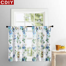CDIY Floral Short Curtains For Kitchen Voile Curtains For Living Room Modern Bedroom Sheer Curtains Window Screening Drapes Door 2024 - buy cheap