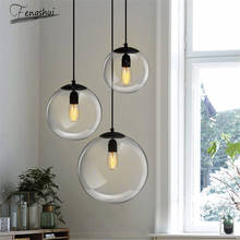 Luminária pendente moderna com esfera de vidro, luzes led para decoração, sala de estar, restaurante, cozinha 2024 - compre barato