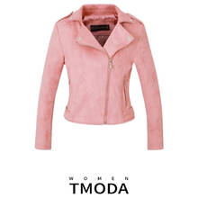 TMODA261 New Women Autumn Winter Suede Faux Leather Jackets Lady Fashion Matte Motorcycle Coat Biker Pink Zipper Outerwear 2024 - buy cheap