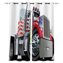 Flag Truck Window Treatments Curtains Valance Curtains Bathroom Kitchen Bedroom Fabric Kids Curtain Panels With Grommets Window 2024 - buy cheap