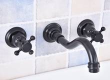 Black Oil Rubbed Bronze Widespread Wall-Mounted Tub 3 Holes Dual Handles Kitchen Bathroom Tub Sink Basin Faucet Mixer Tap asf500 2024 - buy cheap