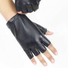 Women PU Leather Hollow Punk Nightclub Dance Mittens Female Thin Elastic Breathable Half Finger Touch screen Driving Gloves A74 2024 - buy cheap