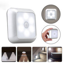 2020 Battery Powered 6 LED Square Motion Sensor Night Lights PIR Induction Under Cabinet Light Closet Lamp for Stairs Kitchen 2024 - buy cheap