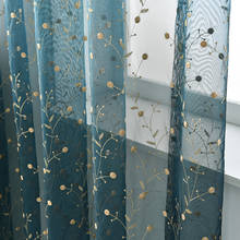 Cortinas de tule bordado azul de luxo transparente, para sala de estar, quarto, janela, porta, tratamento 2024 - compre barato