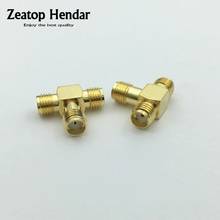 Conector hembra de latón tipo T SMA 1 hembra a 2, conector hembra doble SMA de 3 vías, conector Coaxial hembra SMA dorado, 1 pieza 2024 - compra barato