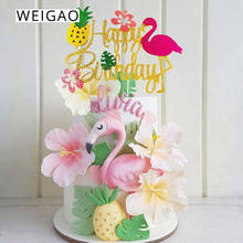 Hawaii Flamingo Pineapple Happy Birthday Cake Topper Kids Baby Shower Birthday Wedding Cake Decoration Tropical Party Supplies 2024 - buy cheap