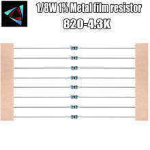 100pcs 1/8W 1% Metal film resistor 820R 910 1K 1.1K 1.2K 1.3K 1.6K 1.8K 2K2.2K 2.4K 2.7K 3K 3.3K 3.6K 3.9K 4.3K ohm 2024 - buy cheap