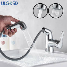 Chrome Bathroom Faucets Pull Out Bath Basin Faucet Basin Mixer Taps Deck Mounted  Mixing Hot And Cold Water 2024 - buy cheap