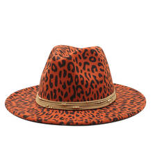 Simple Unisex Flat Brim Wool Felt Jazz Fedora Hats Men Women Leopard Grain Leather Band Decor Trilby Panama Formal Hats big size 2024 - buy cheap