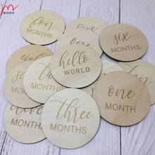 baby shower birth gift round Cards steps baby Wooden Monthly Baby Milestone Markers Milestone Block Disc 2024 - buy cheap