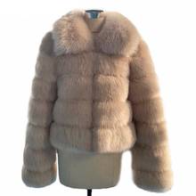 Зимняя Роскошная Шуба из искусственного лисьего меха, женское пушистое пальто с отложным воротником, толстое теплое пальто из искусственного меха, Женская куртка из искусственного меха 2020 LJLS159 2024 - купить недорого