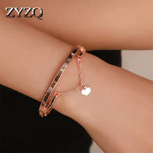 ZYZQ Trendy High Quality Women Bangle With Lovely Heart Shaped Pendant Special Letter Engraved Design Wholesale Lots&Bulk 2024 - buy cheap